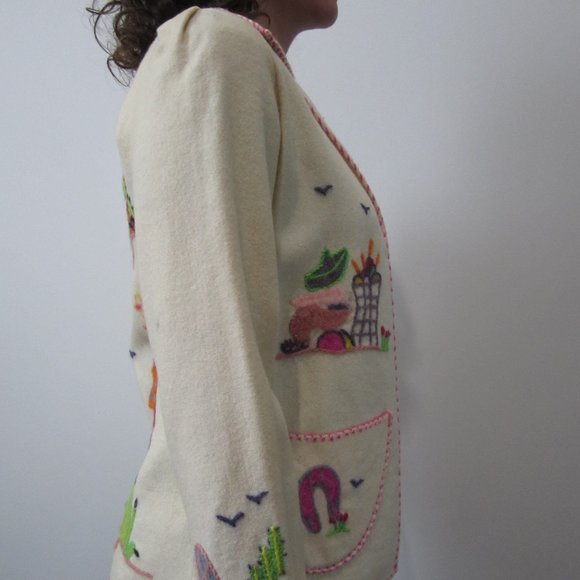 Vintage embroidered Mexican souvenir jacket 1950s - Picture 7 of 11